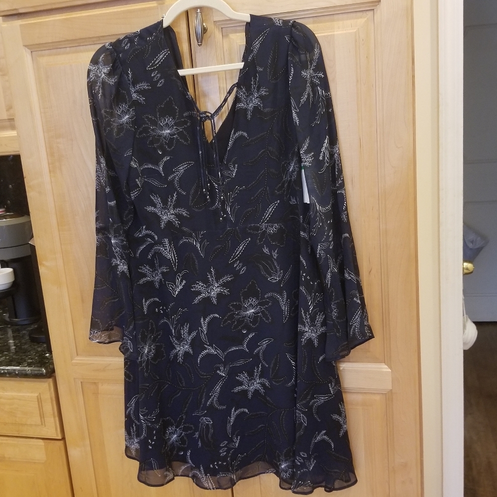Sam Edelman Floral Chiffon Long Sleeve Dress 10